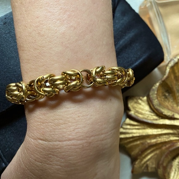 18K Clad Stainless Steel Rolo Link Luxe Statement Chunky Bracelet - Picture 1 of 6